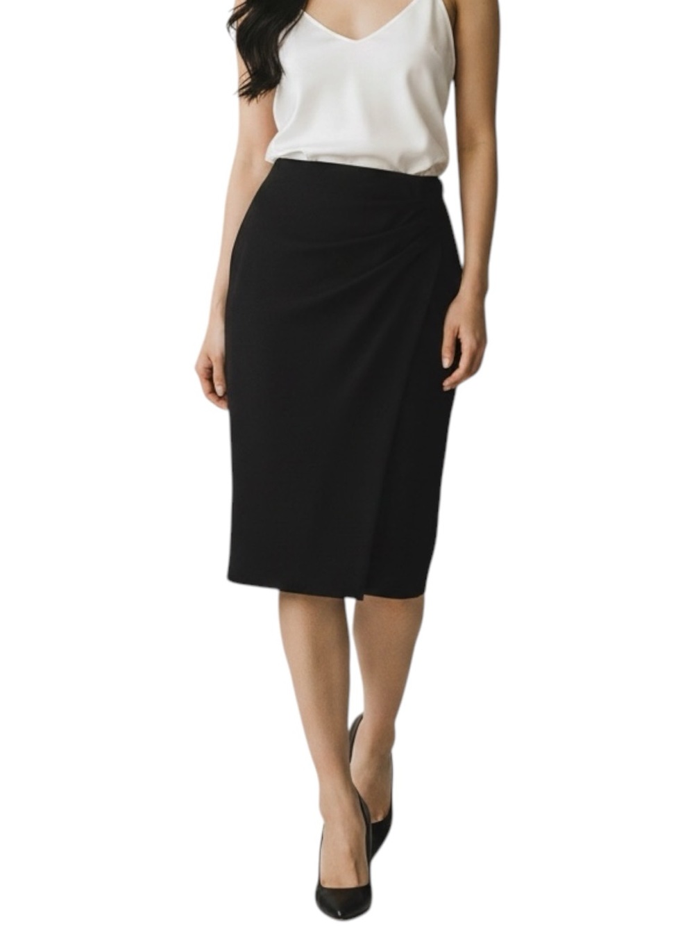 Jones New York Black Pleated Side Waist Feminine Career Skirt NWT Size 12
